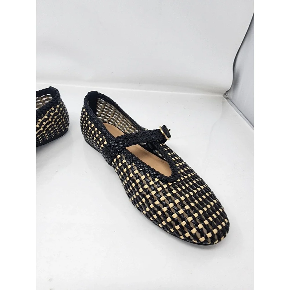 Universal Thread Womens Woven Mary Jane Flats Black Textile Casual Size 10